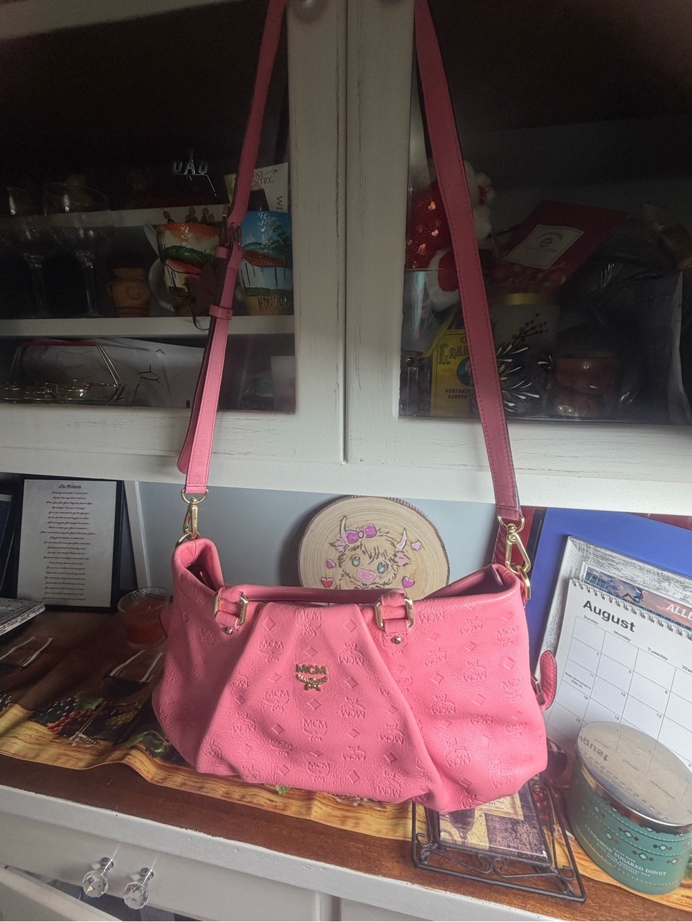 MCM Pink Leather Crossbody Shoulder Bag